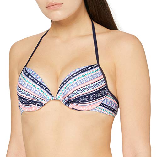 s.Oliver Damen Push-up-Top Bikinioberteil, Mehrfarbig (Blau-Rosé Gemustert 21573), 40 (40B) von s.Oliver