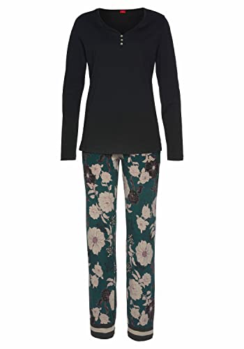 s.Oliver Damen Pyjama Zweiteiliger Schlafanzug,per Pack Mehrfarbig (Black/Flowe 24178),36 (Herstellergröße:36/38) von s.Oliver
