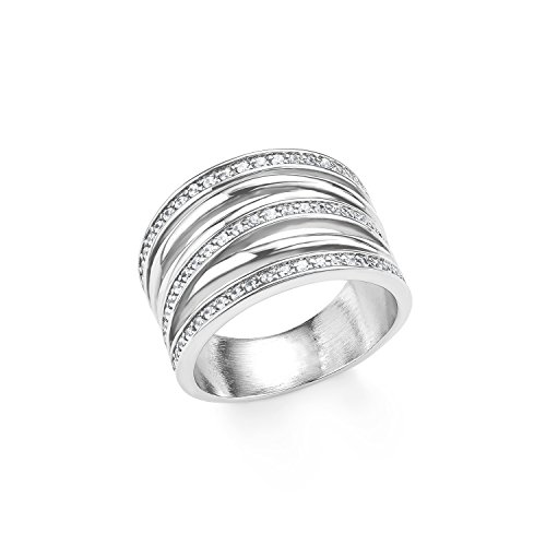 s.Oliver Damen-Ring 15 mm Edelstahl Zirkonia weiß Gr. 54 (17.2) 2015150 von s.Oliver