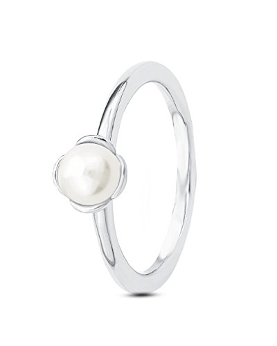 S.Oliver Damen Ring 925 Sterling Silber rhodiniert Perle Süßwasser-Zuchtperle Crème weiß von s.Oliver