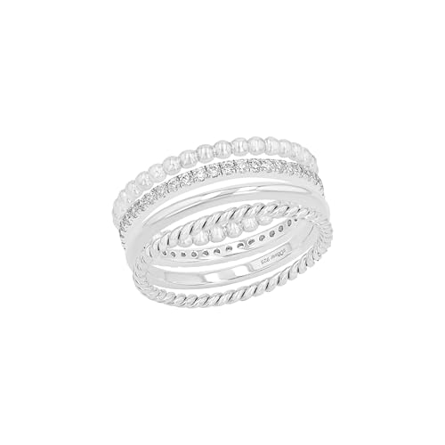 s.Oliver Ring Set für Damen, 925 Sterling Silber, Rhodiniert, Größe: 52 von s.Oliver