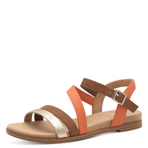 s.Oliver Damen Sandalen flach Bequem Sommer, Mehrfarbig (Orange Comb), 40 EU von s.Oliver