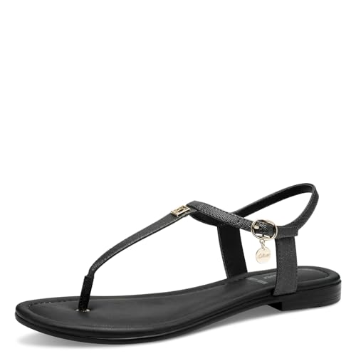 s.Oliver Damen Sandalen flach Zehentrenner Vegan, Schwarz (Black), 41 EU von s.Oliver