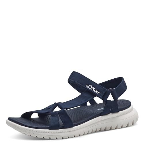 s.Oliver Damen Sandalen flach mit Dicker Sohle Bequem, Blau (Navy), 38 EU von s.Oliver