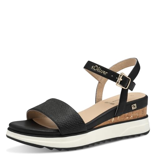 s.Oliver Damen Sandalen mit Keilabsatz Vegan, Schwarz (Black), 42 EU von s.Oliver
