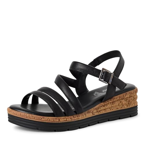 s.Oliver Damen Sandalen mit Keilabsatz aus Leder Bequem, Schwarz (Black), 42 EU von s.Oliver