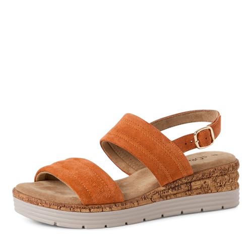 s.Oliver Damen Sandalen mit Keilabsatz aus Leder Sommer, Rosa (Coral), 41 EU von s.Oliver