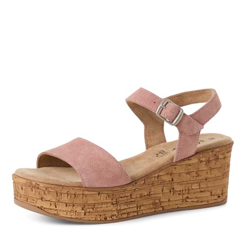 s.Oliver Damen Sandalen mit Keilabsatz aus Leder Sommer, Rosa (Rose), 42 EU von s.Oliver