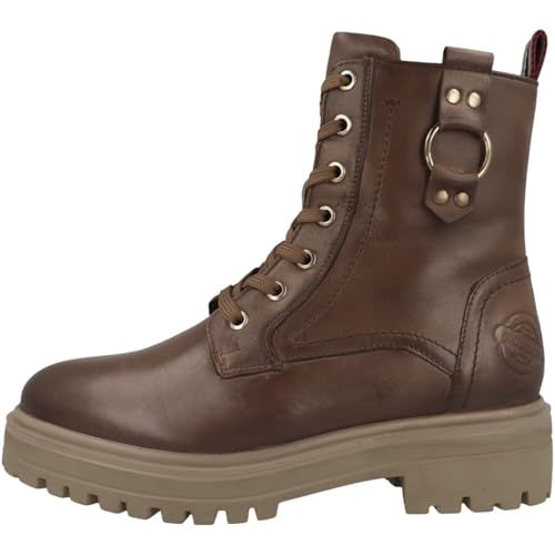 s.Oliver Damen Schnürstiefel ohne Absatz aus Leder mit Reißverschluss, Braun (Cappuccino), 40 EU von s.Oliver