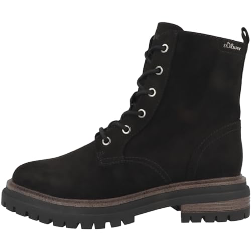 s.Oliver Damen Stiefeletten zum Schnüren Winter mit Reißverschluss Vegan Schwarz (Black), 37 von s.Oliver