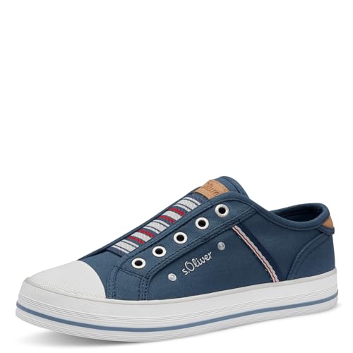 s.Oliver Damen Slip On Sneaker ohne Schnürsenkel Flach, Blau (Indigo), 40 von s.Oliver