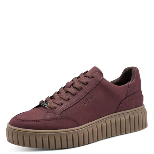 s.Oliver Damen Sneaker flach Low Top Vegan, Rot (Bordeaux), 39 EU von s.Oliver