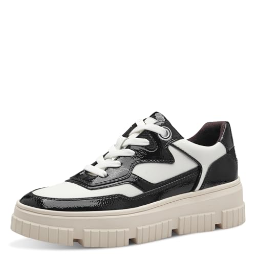 s.Oliver Damen Sneaker flach Low Top Vegan, Weiß (WHITE/BLACK), 40 von s.Oliver