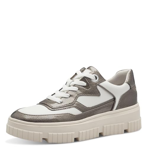 s.Oliver Damen Sneaker flach Low Top Vegan, Weiß (WHITE/GREY), 38 von s.Oliver