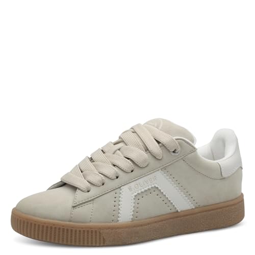 s.Oliver Damen Sneaker flach mit Breiten Schnürsenkeln Freizeit, Beige (Beige), 40 EU von s.Oliver