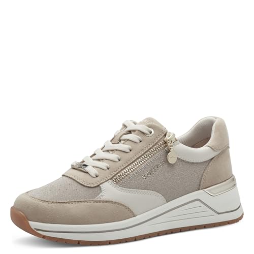 s.Oliver Damen Sneaker flach mit Reißverschluss Sportlich, Beige (Beige Comb), 38 EU von s.Oliver