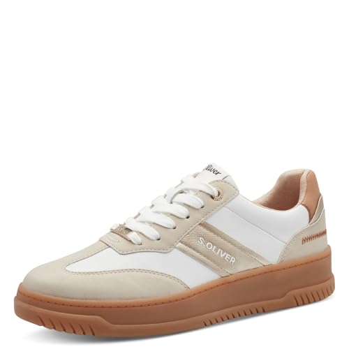 s.Oliver Damen Sneaker flach mit Schnürsenkeln Bequem, Beige (Cream Comb), 39 EU von s.Oliver
