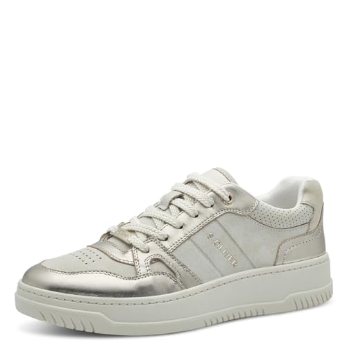 s.Oliver Damen Sneaker flach mit Schnürsenkeln Low Top, Gold (Champagne Comb), 38 EU von s.Oliver