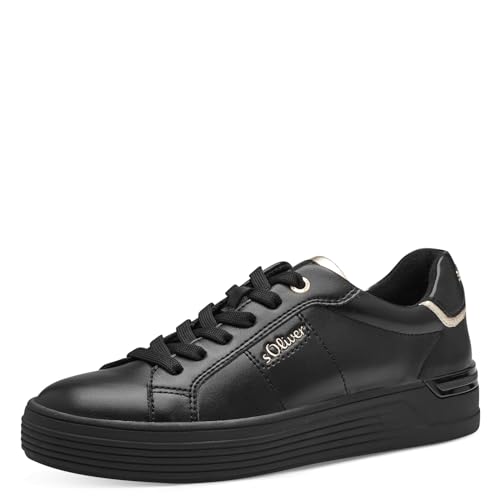 s.Oliver Damen Sneaker flach mit dicker Sohle Bequem, Schwarz (Black), 41 von s.Oliver