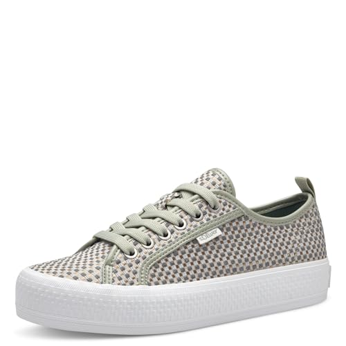 s.Oliver Damen Sneaker flach mit dicker Sohle aus Stoff, Grün (Mint Comb.), 37 von s.Oliver