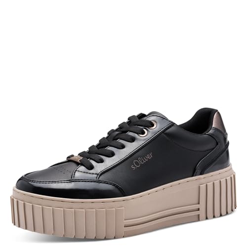 s.Oliver Damen Plateau Sneaker Platform Vegan, Schwarz (Black Comb.), 41 EU von s.Oliver