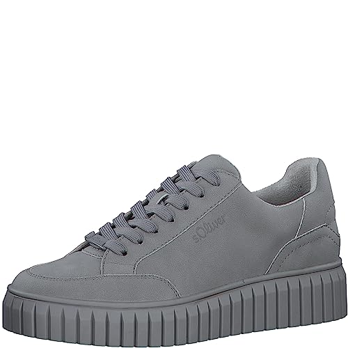 s.Oliver Damen Sneaker flach zum Schnüren Plateau Vegan Grau (Light Grey), 36 von s.Oliver