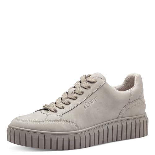 s.Oliver Damen Sneaker flach zum Schnüren Plateau Vegan Grau (Light Grey), 39 von s.Oliver