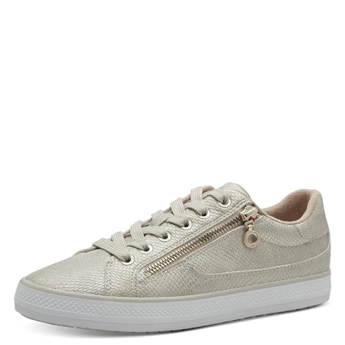 s.Oliver Damen Sneaker flach zum Schnüren mit Reißverschluss, Gold (Champagne Snak), 40 EU von s.Oliver