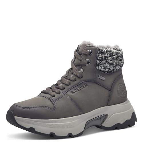 s.Oliver Damen Sneaker hoch mit Fütterung Wasserabweisend Vegan, Grau (Grey), 41 EU von s.Oliver