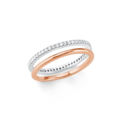 s.Oliver Ring 925 Sterling Silber Damen Ringe, mit Zirkonia synth., Bicolor, Kommt in Schmuck Geschenk Box, 2021016 von s.Oliver