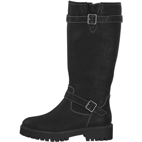 s.Oliver Damen Hohe Stiefel ohne Absatz Kniehoch Blockabsatz Vegan Schwarz (Black), 37 von s.Oliver