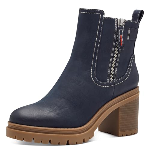 s.Oliver Damen Stiefeletten mit Absatz mit Reißverschluss Vegan, Blau (Navy), 42 EU von s.Oliver