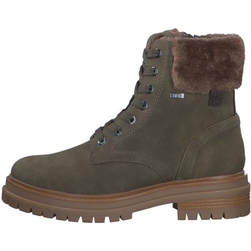 s.Oliver Damen Stiefeletten ohne Absatz Gefüttert mit Schnürsenkeln und Reißverschluss, Grün (Dark Olive), 36 EU von s.Oliver