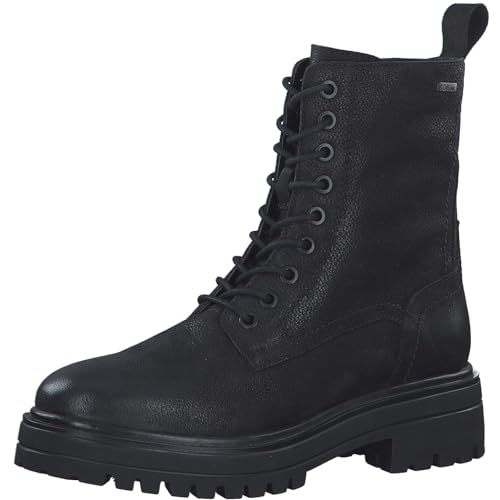s.Oliver Damen Stiefeletten ohne Absatz aus Leder mit Schnürsenkeln und Reißverschluss, Schwarz (Black), 38 EU von s.Oliver