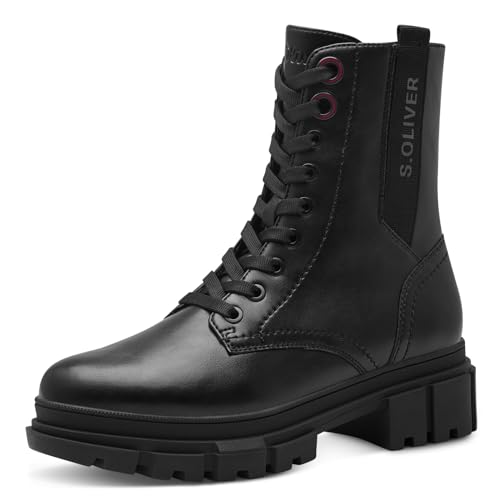 s.Oliver Damen Stiefeletten ohne Absatz zum Schnüren Vegan, Schwarz (Black), 40 EU von s.Oliver