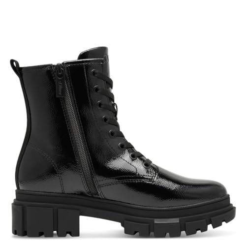 s.Oliver Damen Stiefeletten ohne Absatz zum Schnüren Vegan, Schwarz (Black Patent), 37 EU von s.Oliver