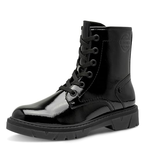 s.Oliver Damen Stiefeletten zum Schnüren Vegan, Schwarz (Black Patent), 38 EU von s.Oliver