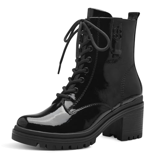 s.Oliver Damen Stiefeletten zum Schnüren mit Blockabsatz Herbst, Schwarz (Black Patent), 39 EU von s.Oliver