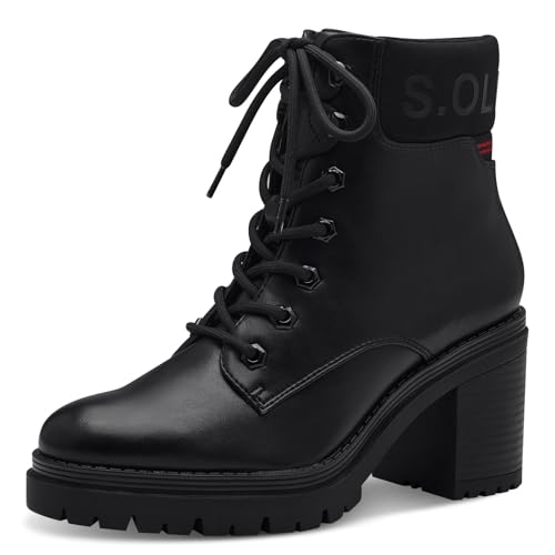 s.Oliver Damen Stiefeletten zum Schnüren mit Blockabsatz Vegan, Schwarz (Black), 37 EU von s.Oliver