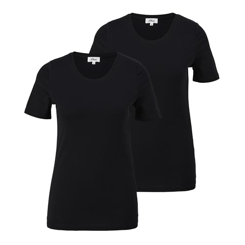 s.Oliver Damen T-Shirt (DE/NL/SE/PL, Numerisch, 44, Regular, Regular, 2 x schwarz) von s.Oliver