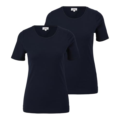 s.Oliver Damen T-Shirt (DE/NL/SE/PL, Numerisch, 48, Regular, Regular, 2 x Navy) von s.Oliver