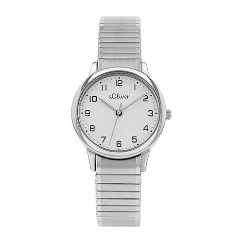 s.Oliver Armbanduhr Damen Quarzuhr Analog, mit Edelstahl Armband, Silber, 3 bar Wasserdicht, Kommt in Uhren Geschenk Box, 2038596 von s.Oliver