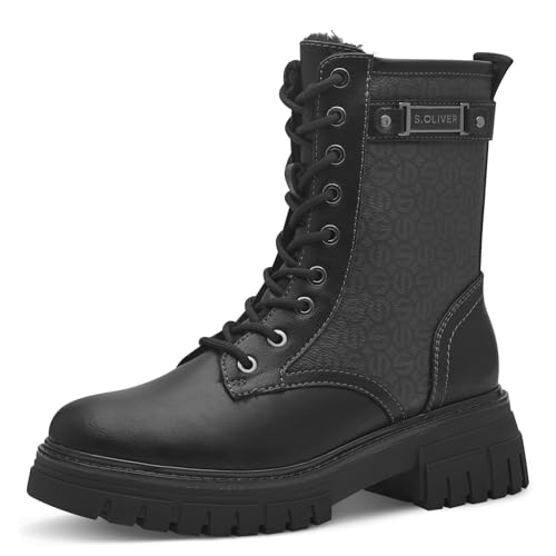 s.Oliver Damen Winterstiefeletten zum Schnüren Gefüttert Vegan, Schwarz (Black Comb.), 41 EU von s.Oliver