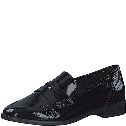 s.Oliver Damen Loafer ohne Absatz Lack Spitz Schwarz (Black Patent), 37 von s.Oliver