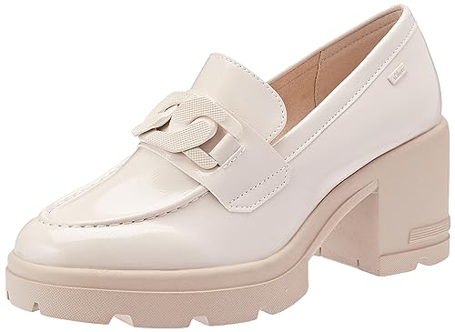 s.Oliver Damen Loafer mit Absatz Lack Blockabsatz Beige (Beige Patent), 40 von s.Oliver