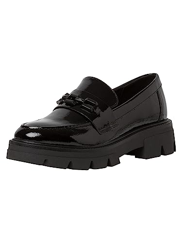 s.Oliver Damen Loafer mit Plateau aus Kunstleder mit Kette Vegan Schwarz (Black Patent), 40 von s.Oliver