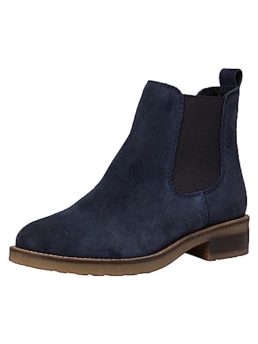 s.Oliver Damen Chelsea Boots aus Wildleder Blockabsatz Blau (Navy), 38 von s.Oliver