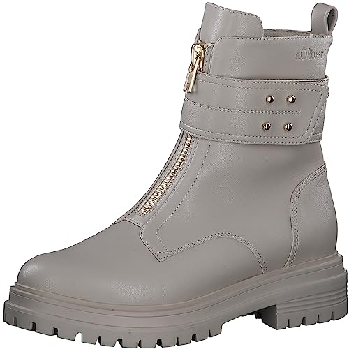 s.Oliver Damen Stiefeletten ohne Absatz aus Kunstleder mit Reißverschluss Beige (Ivory), 36 von s.Oliver