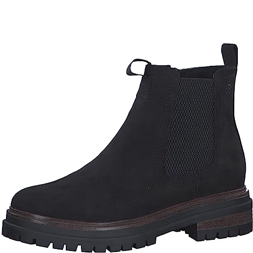 s.Oliver Damen Chelsea Boots mit Reißverschluss Blockabsatz Vegan Schwarz (Black), 39 von s.Oliver