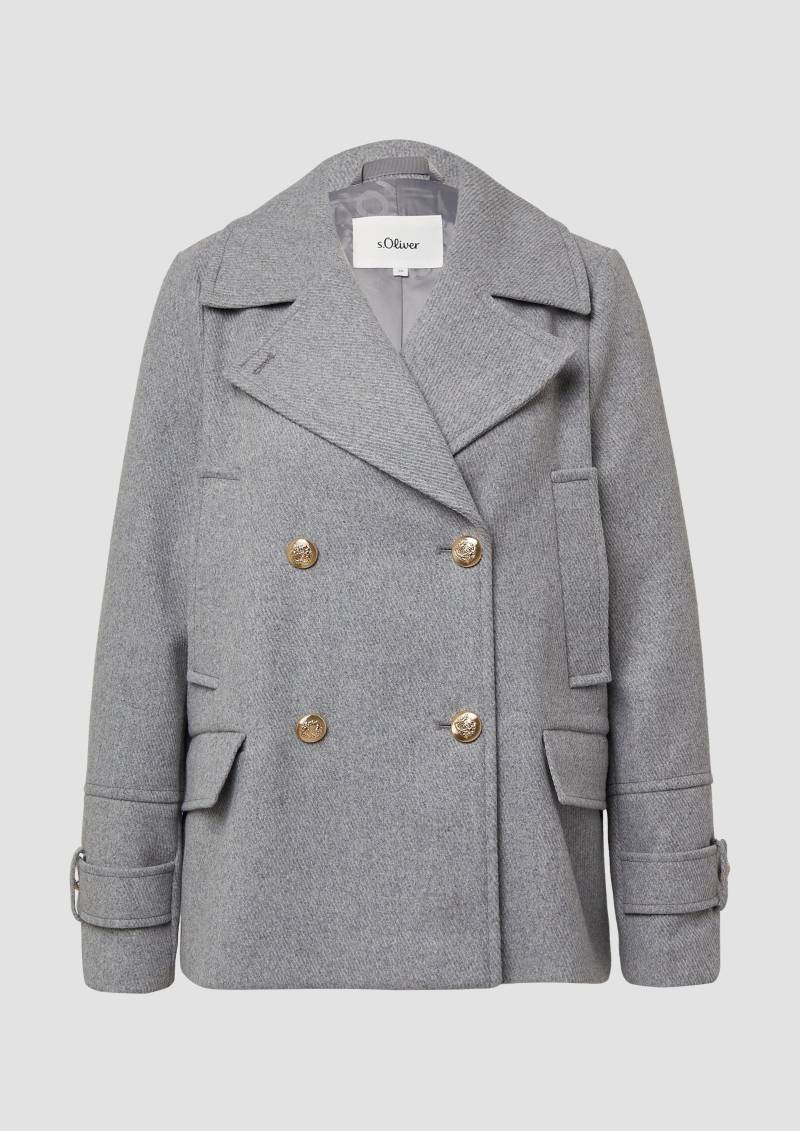 s.Oliver - Doppelreihige Jacke aus Wollmix mit dekorativen Knöpfen, Damen, grau von s.Oliver